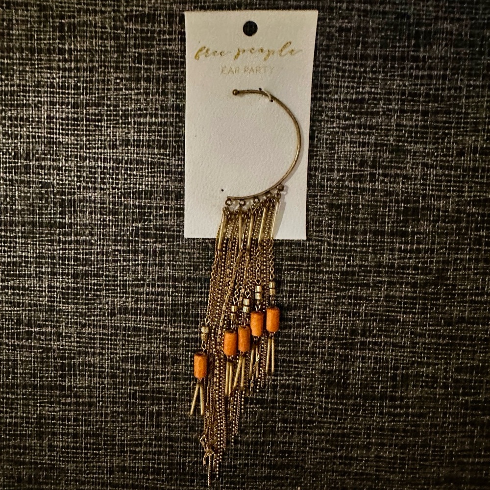NWT Free People Gold and Brown Chain Earring Cuff